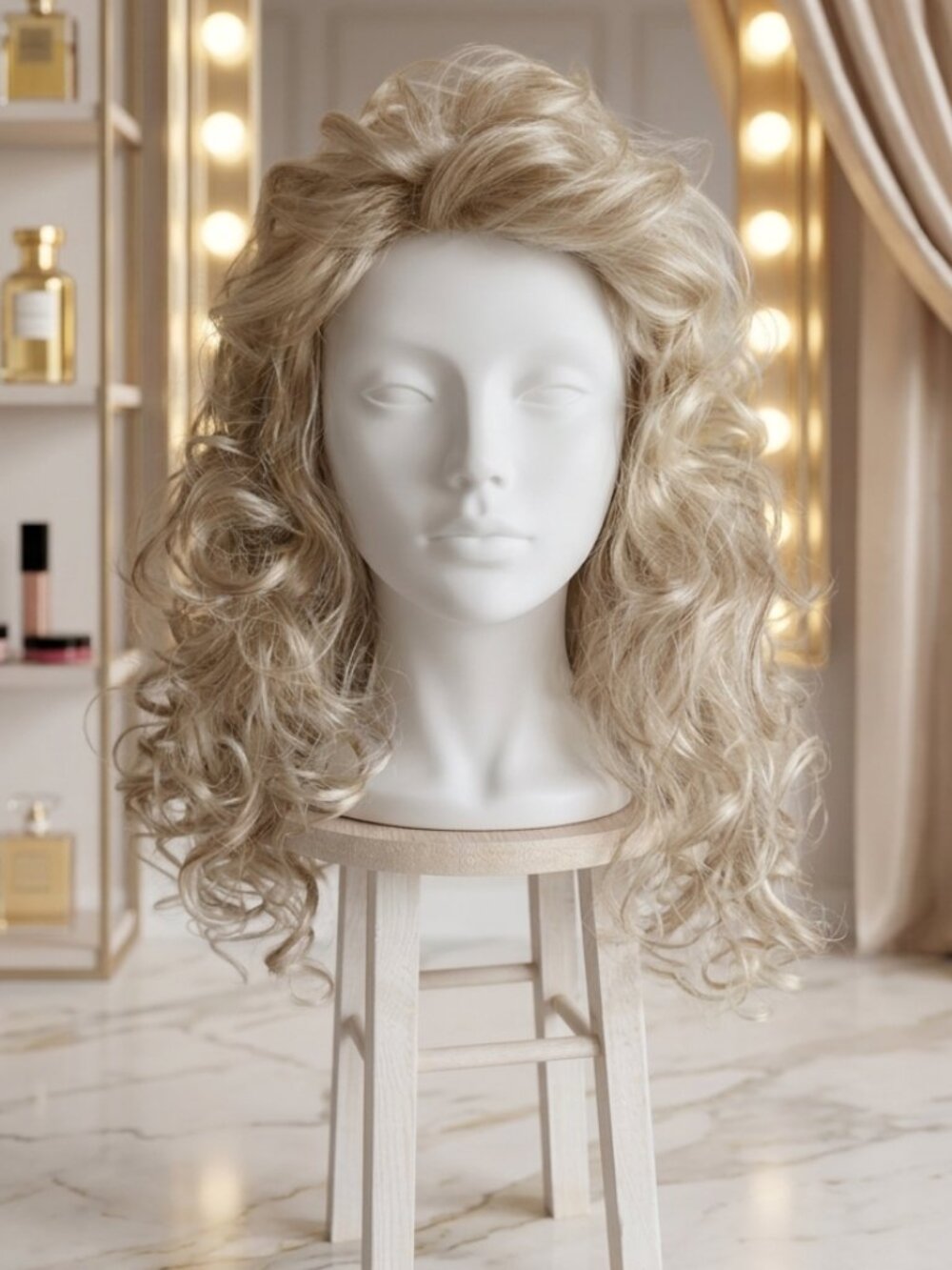 Paula Young Gayle Wig Mid Length Curly Strawberry Blonde Mix